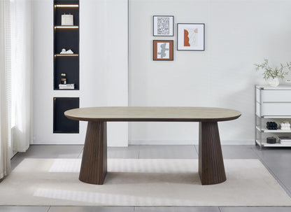 Table à manger en particules de bois plateau céramique, 200x90xH76CM - JAPANDI
