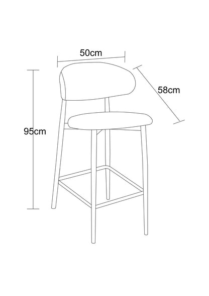 Chaise haute tabouret de bar en tissu anti tache, 50x58xH95CM Japandi