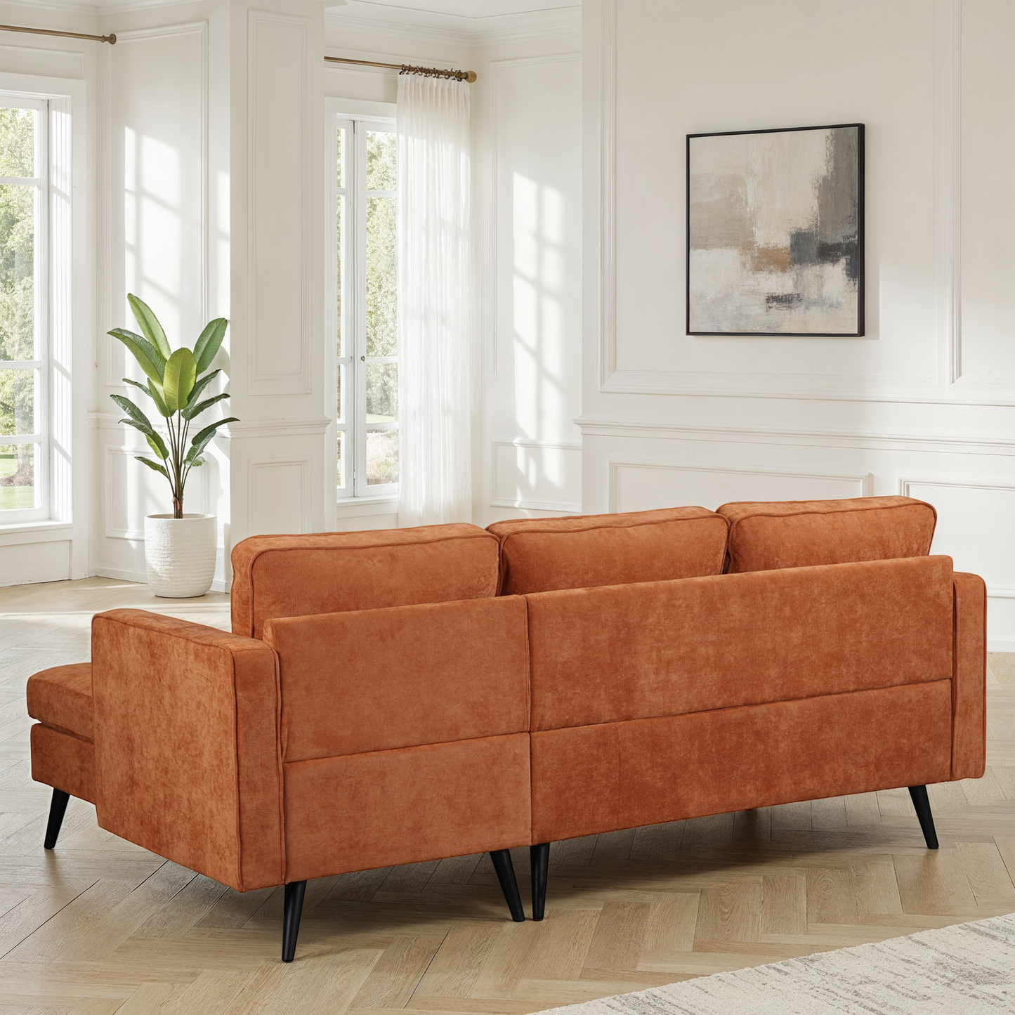 Canapé d'angle en tissu anti tache, 210x149xH91CM - SASHA