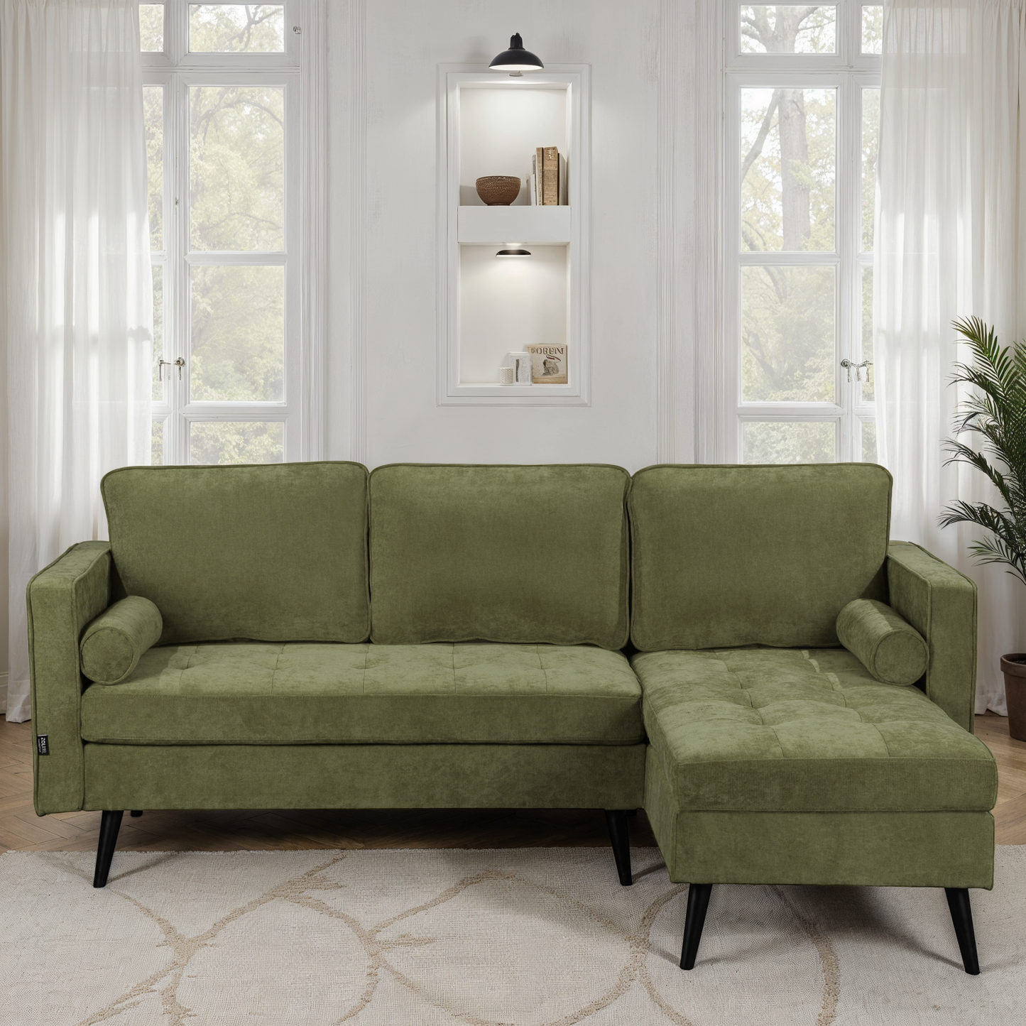 Canapé d'angle en tissu anti tache, 210x149xH91CM - SASHA