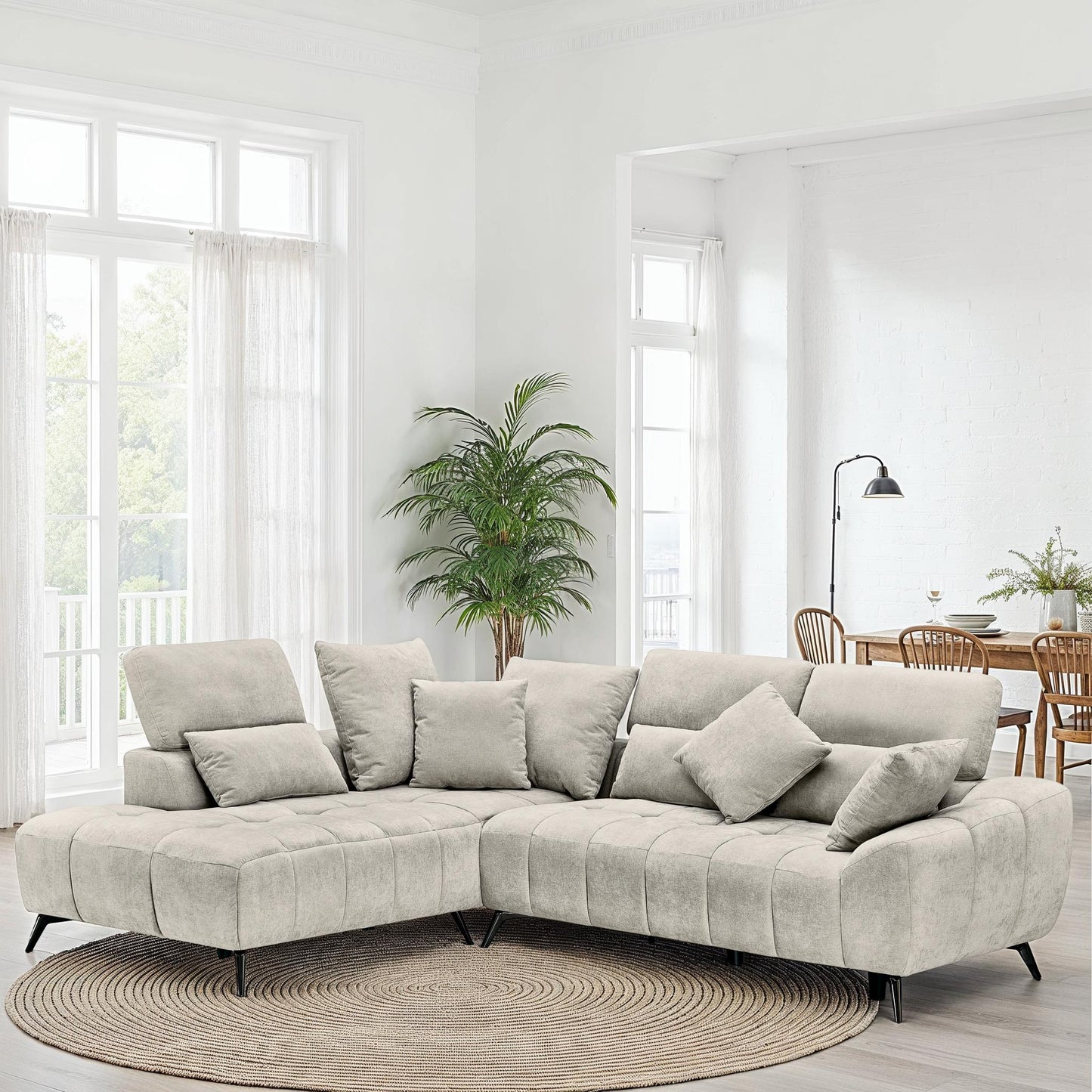 Canapé d'angle en tissu 5 places convertible 265x215xH80/98CM - ELIO