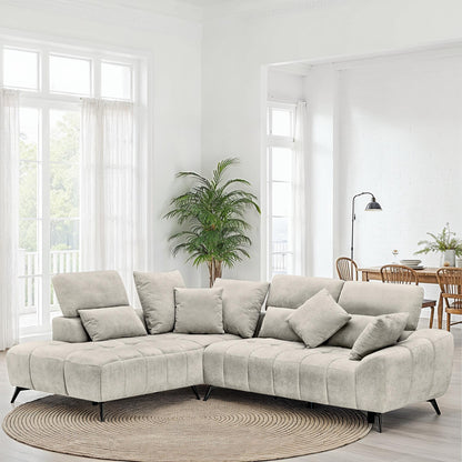 Canapé d'angle en tissu 5 places convertible 265x215xH80/98CM - ELIO