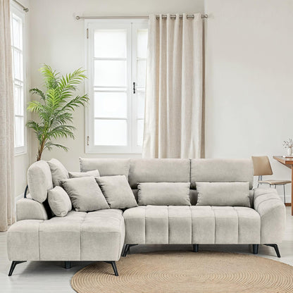 Canapé d'angle en tissu 5 places convertible 265x215xH80/98CM - ELIO