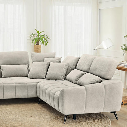 Canapé d'angle en tissu 5 places convertible 265x215xH80/98CM - ELIO