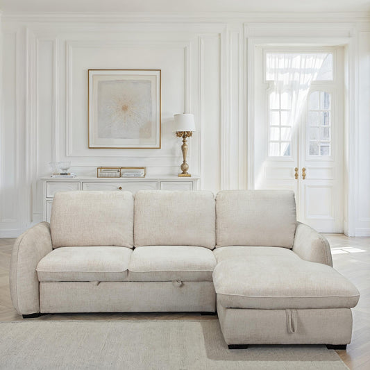 Canapé d'angle convertible en tissu, 250x162xH93CM - LEON