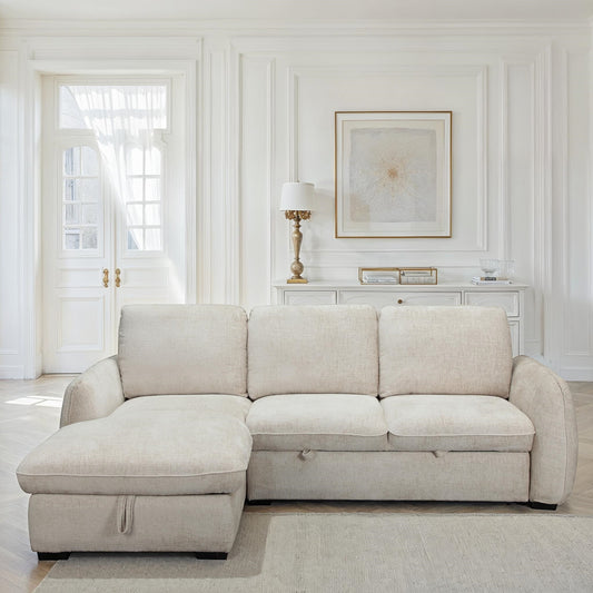 Canapé d'angle convertible en tissu, 250x162xH93CM - LEON