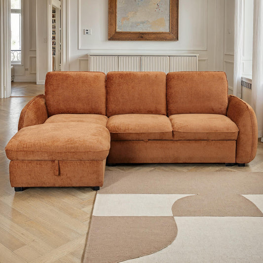 Canapé d'angle convertible en tissu, 250x162xH93CM - LEON