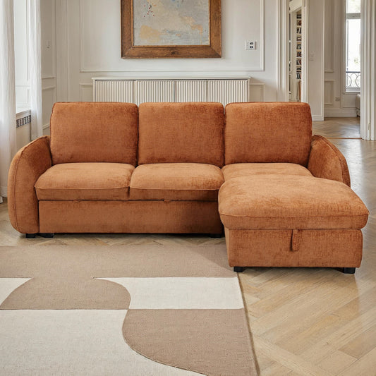 Canapé d'angle convertible en tissu, 250x162xH93CM - LEON