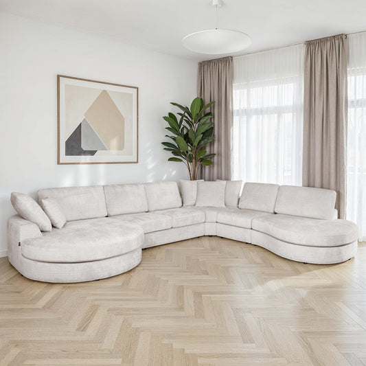 Grand Canapé d'Angle modulable 9-10 places en tissu 393x320xH94 cm - MARDINI