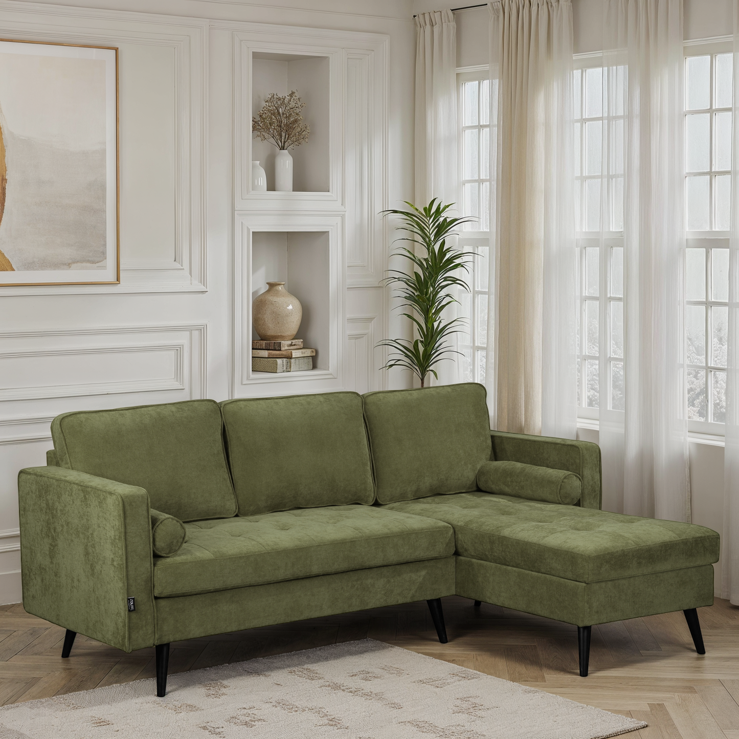 Canapé d'angle en tissu anti tache, 210x149xH91CM - SASHA