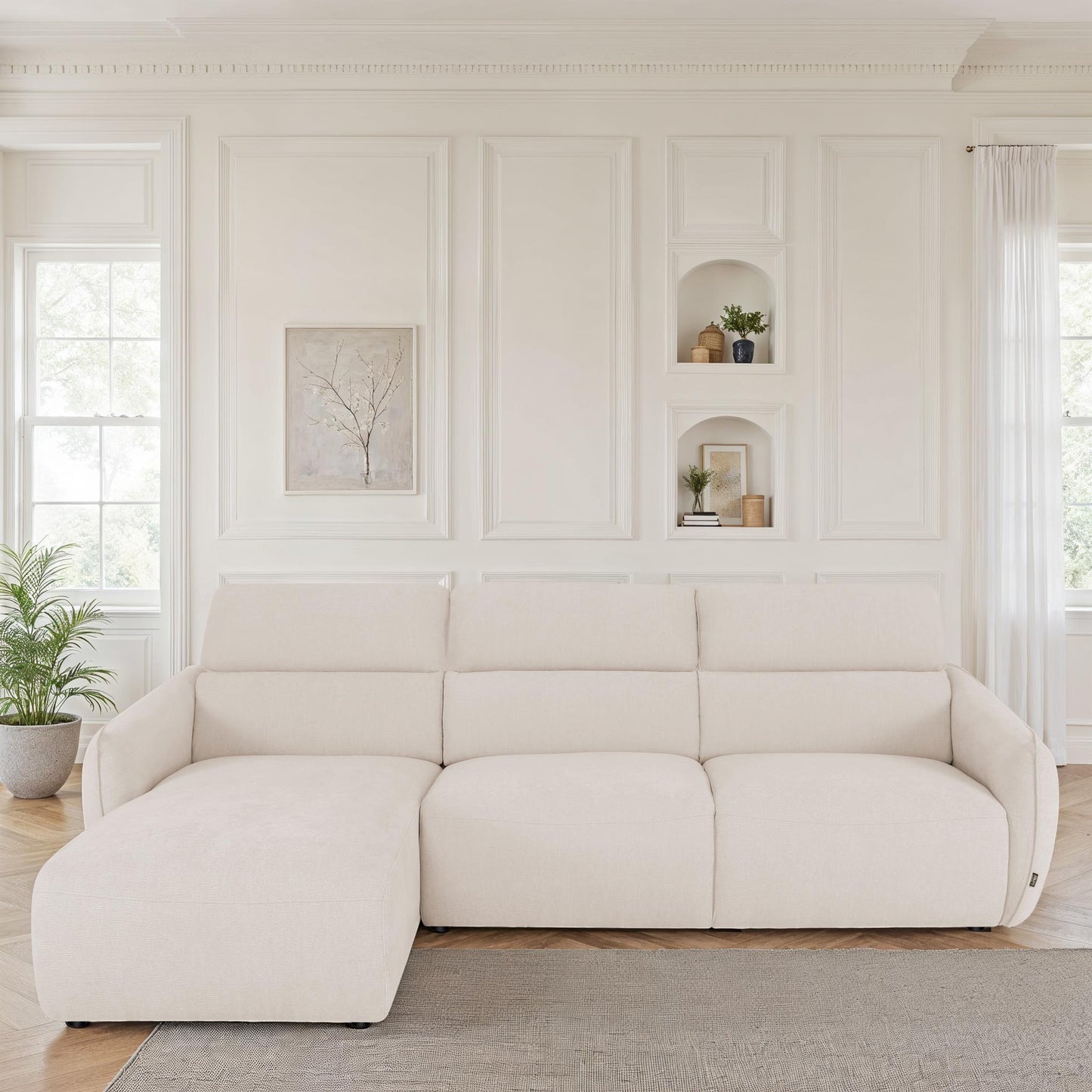 Canapé d'angle en tissu anti tache, 287x166xH75/96 CM - RAVEN