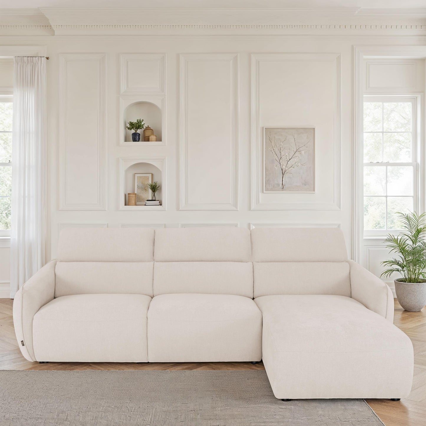 Canapé d'angle en tissu anti tache, 287x166xH75/96 CM - RAVEN