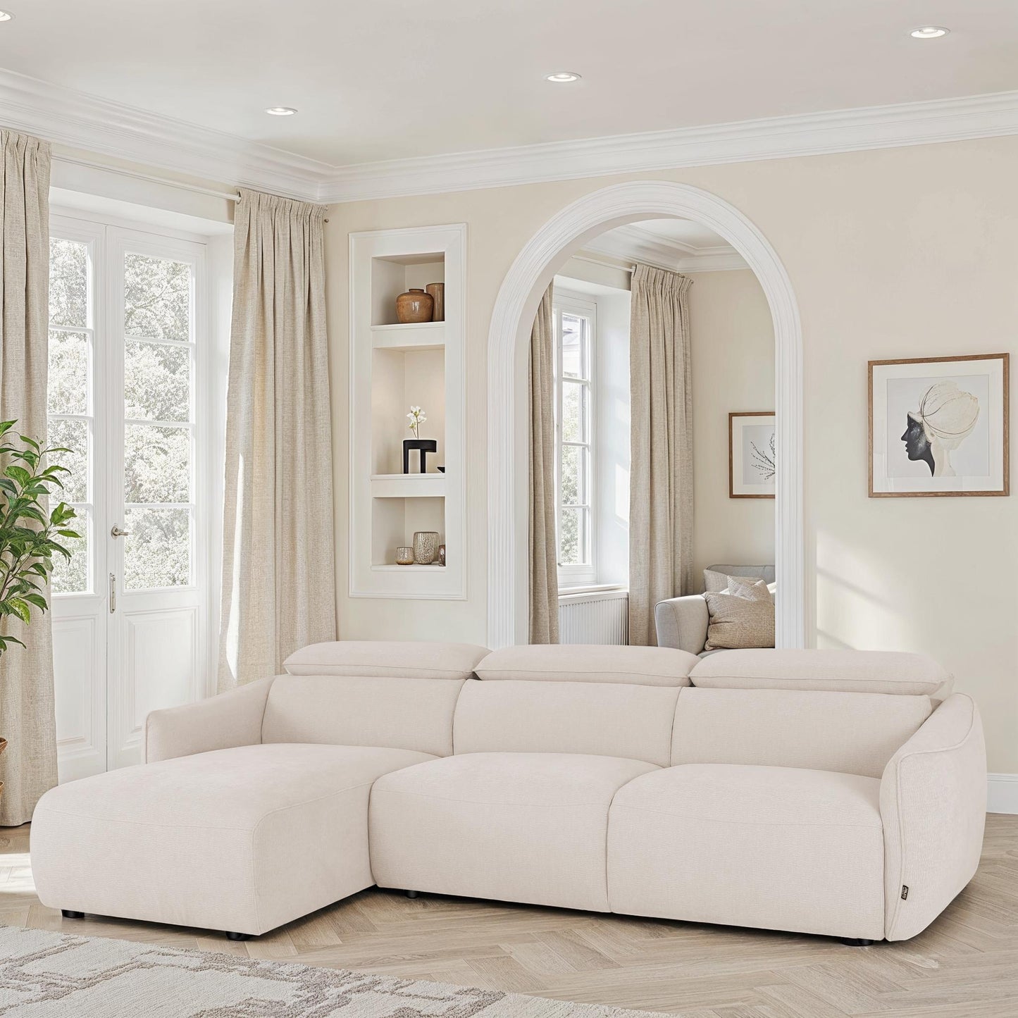 Canapé d'angle en tissu anti tache, 287x166xH75/96 CM - RAVEN