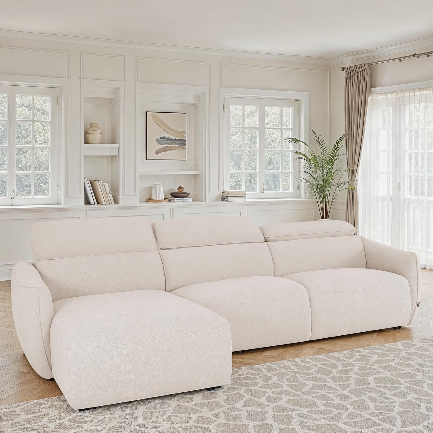 Canapé d'angle en tissu anti tache, 287x166xH75/96 CM - RAVEN