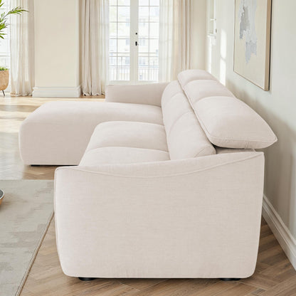 Canapé d'angle en tissu anti tache, 287x166xH75/96 CM - RAVEN