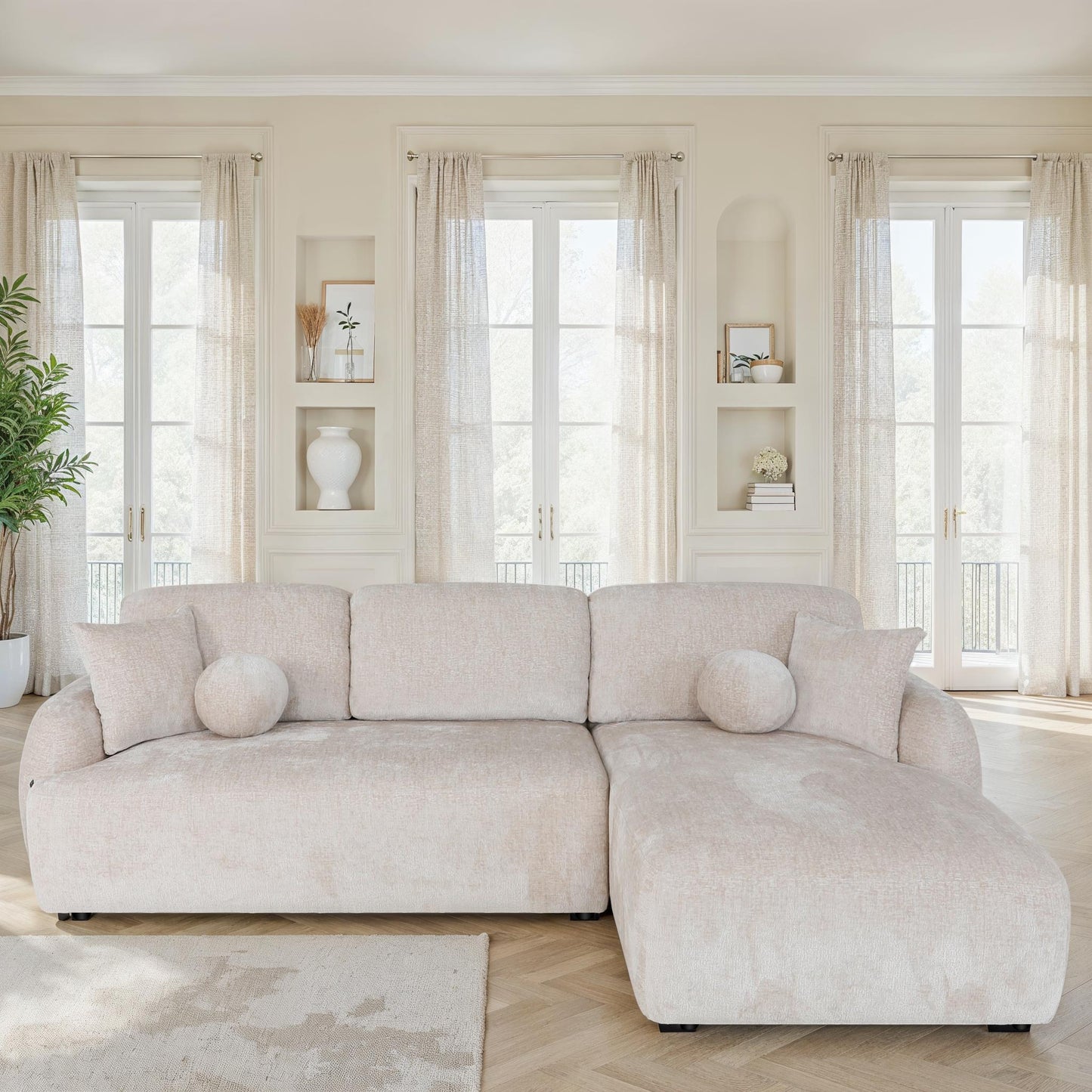 Canapé d'angle en tissu anti tache, H86CM - JENNIFER