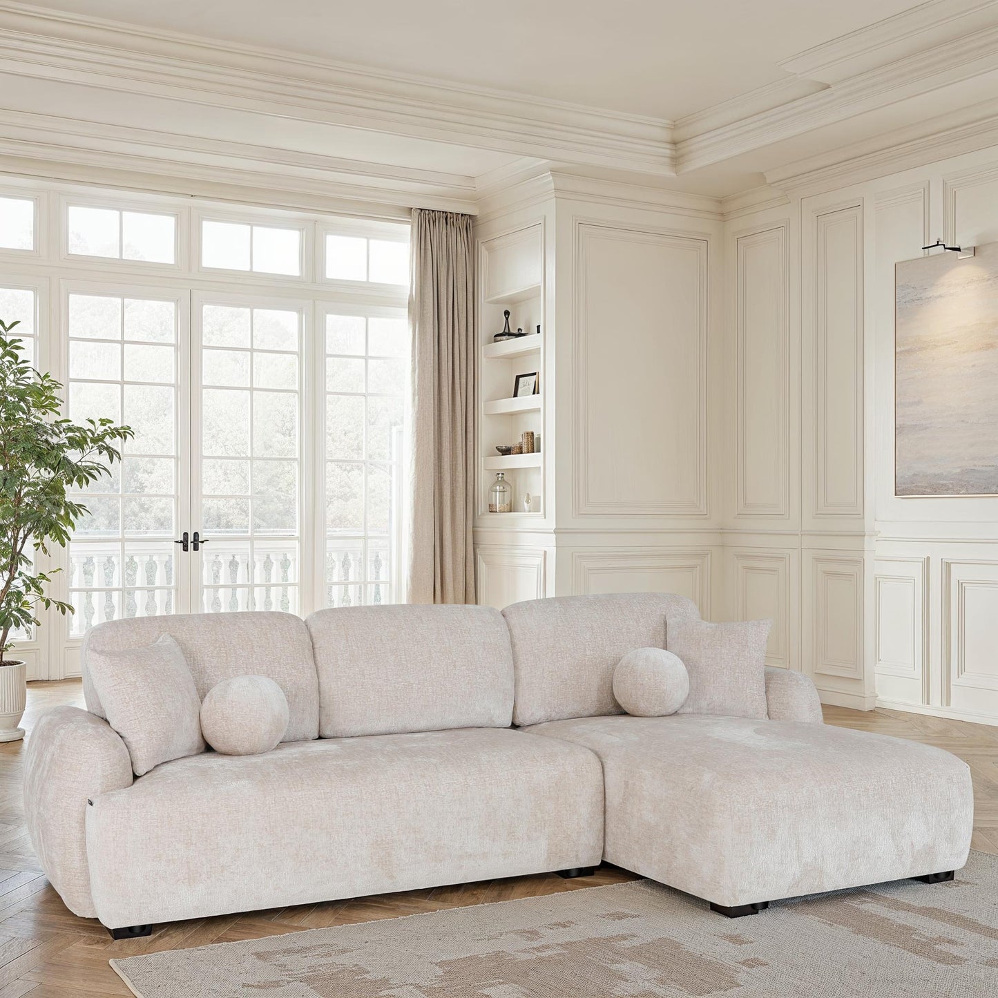 Canapé d'angle en tissu anti tache, H86CM - JENNIFER