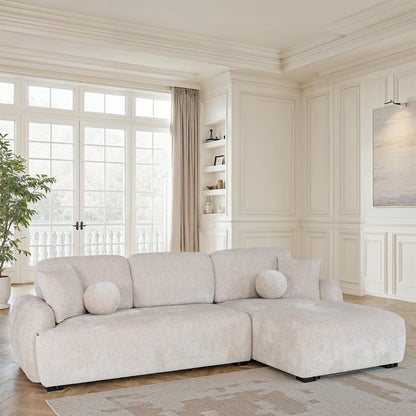 Canapé d'angle en tissu anti tache, H86CM - JENNIFER