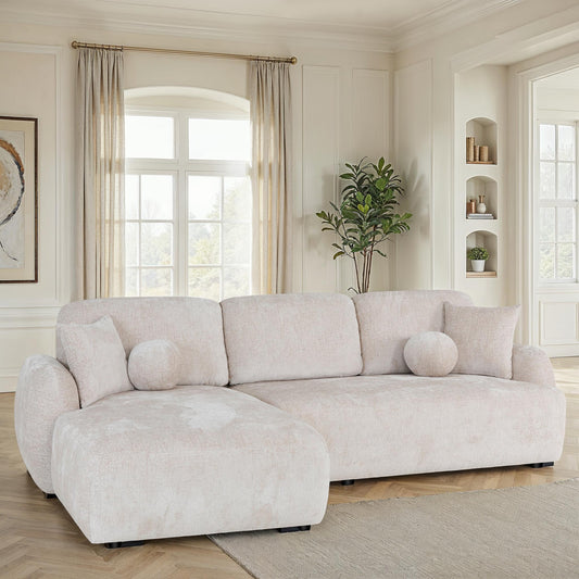 Canapé d'angle en tissu anti tache, H86CM - JENNIFER