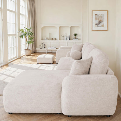 Canapé d'angle en tissu anti tache, H86CM - JENNIFER