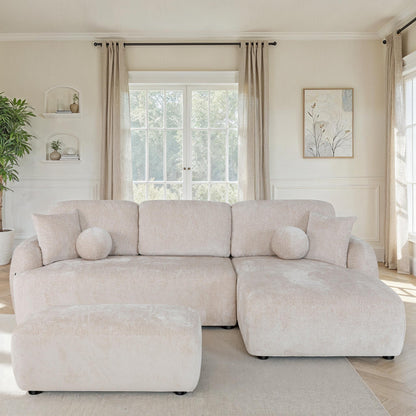 Canapé d'angle en tissu anti tache, H86CM - JENNIFER