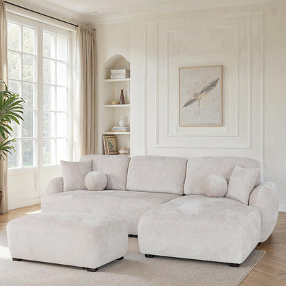 Canapé d'angle en tissu anti tache, H86CM - JENNIFER