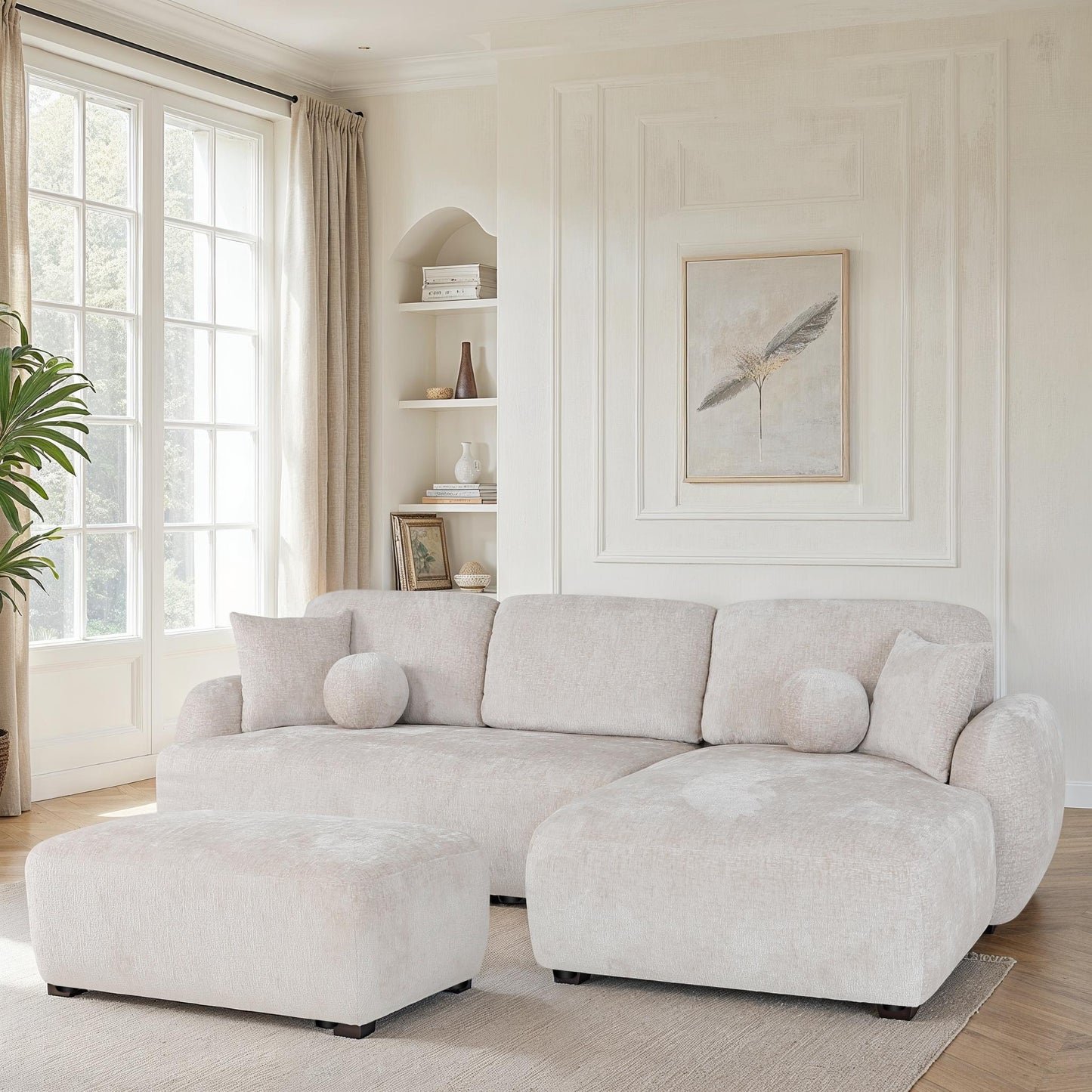 Pouf en tissu anti tache, 110x61xH45CM - JENNIFER