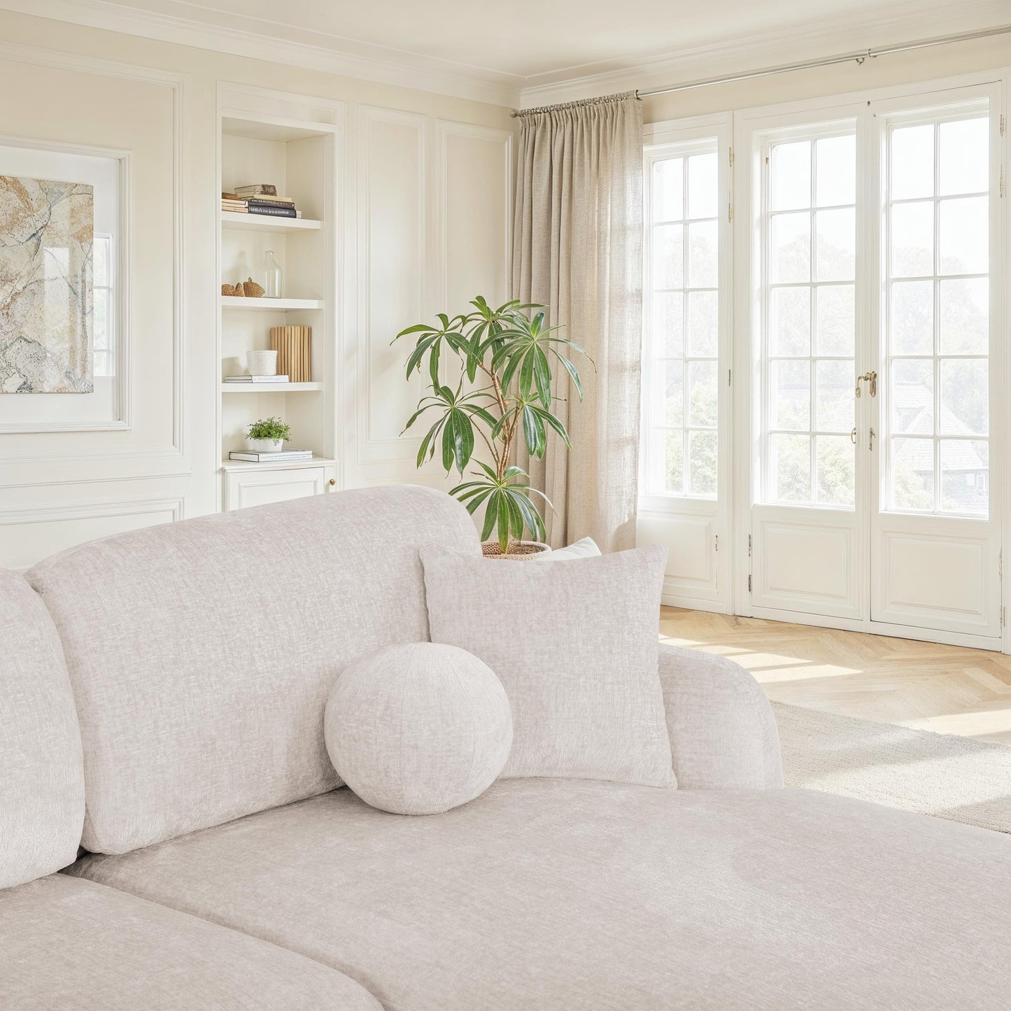 Canapé d'angle en tissu anti tache, H86CM - JENNIFER