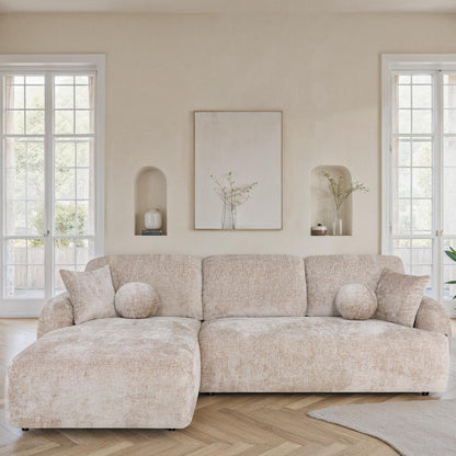 Canapé d'angle en tissu anti tache, H86CM - JENNIFER