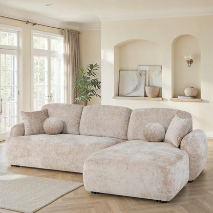 Canapé d'angle en tissu anti tache, H86CM - JENNIFER