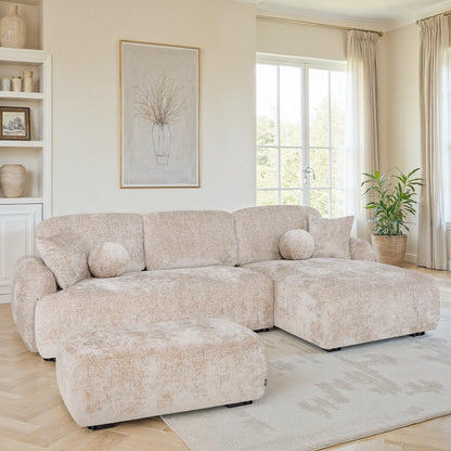 Canapé d'angle en tissu anti tache, H86CM - JENNIFER