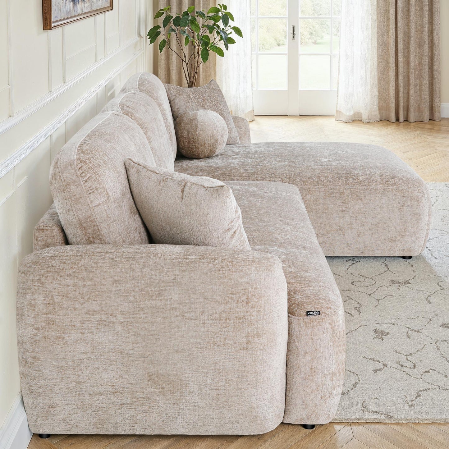 Canapé d'angle en tissu anti tache, H86CM - JENNIFER