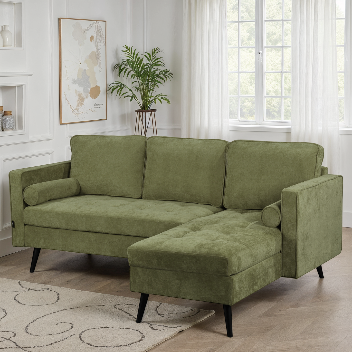 Canapé d'angle en tissu anti tache, 210x149xH91CM - SASHA