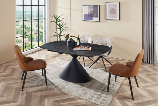 Table à manger extensible avec plateau en céramique, 160/240x100xH74/76CM - LILA