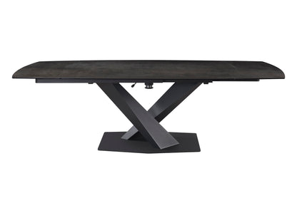 Table à manger extensible avec plateau en céramique noire 160/200x90xH76CM RUBY