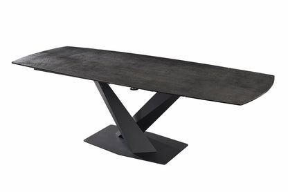 Table à manger extensible avec plateau en céramique noire 160/200x90xH76CM RUBY