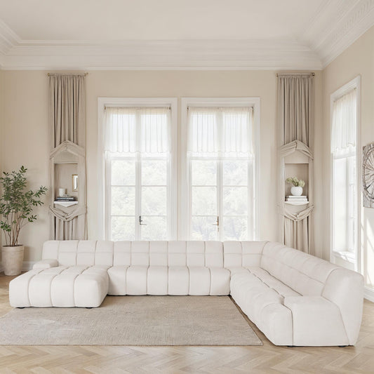 Canapé d'angle en tissu anti tache, H80CM - PRADO