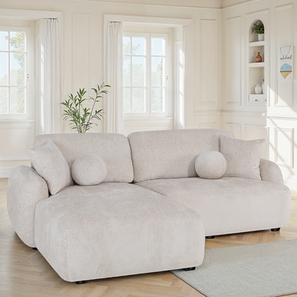 Canapé d'angle en tissu anti tache, H86CM - JENNIFER