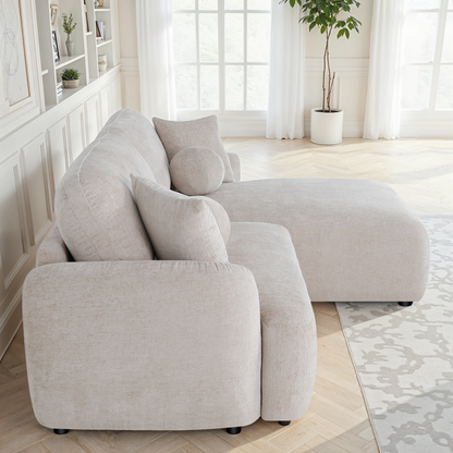 Canapé d'angle en tissu anti tache, H86CM - JENNIFER