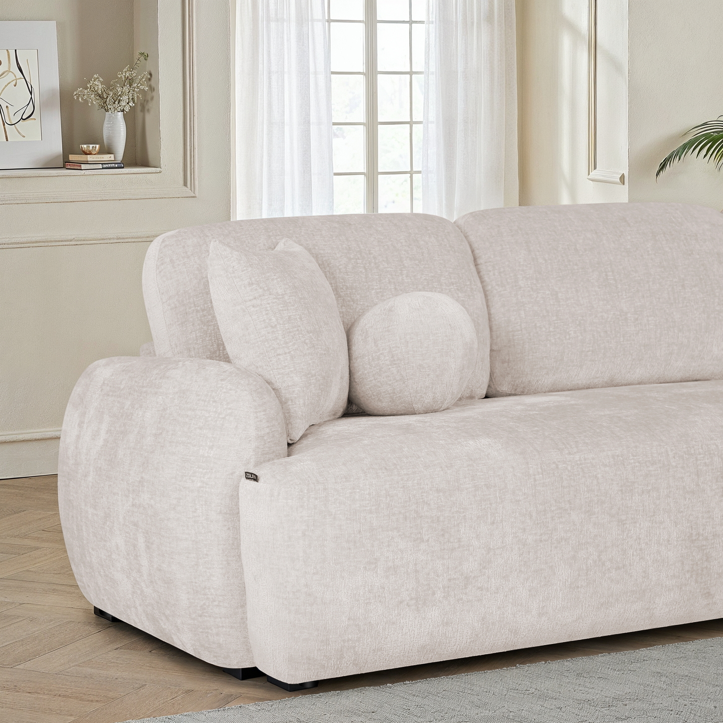 Canapé d'angle en tissu anti tache, H86CM - JENNIFER