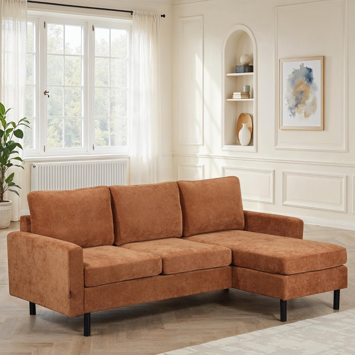 Canapé d'angle compact 3 places 200x135x80cm réversible - RIB