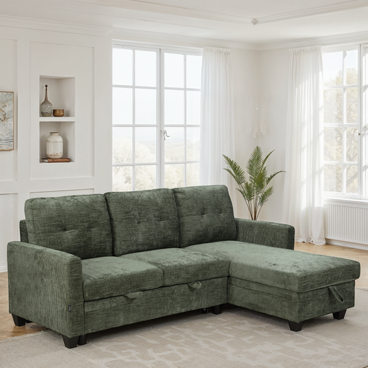 Canapé d'angle convertible en tissu anti tache, 210x154xH90CM - LEANDRO