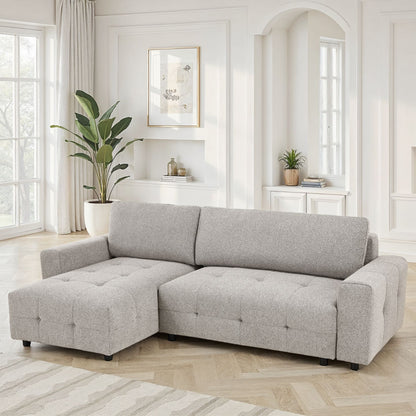 Canapé d'angle en tissu anti tache convertible, 250x156xH85CM - PABLO