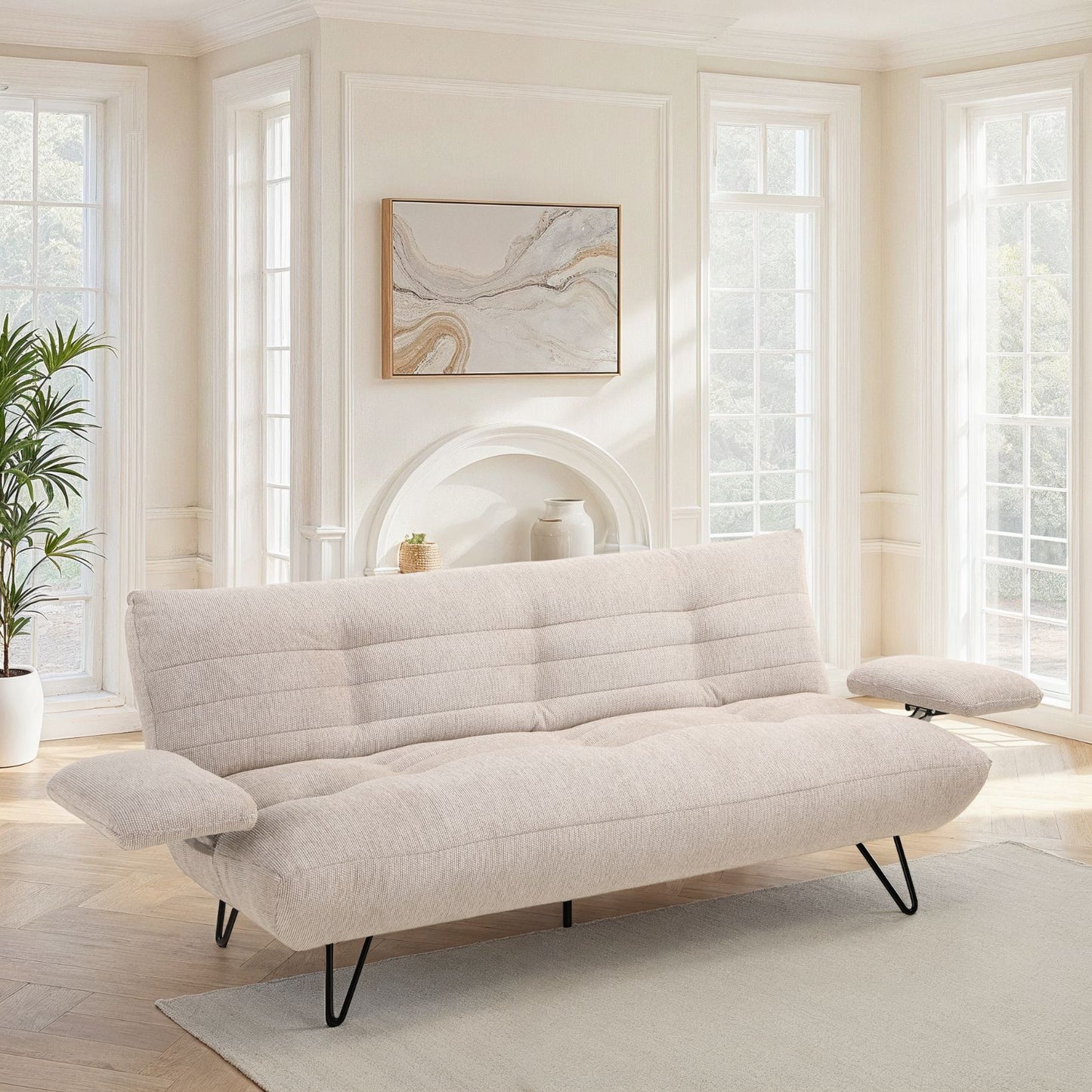 Canapé lit clic-clac convertible en tissu anti tache, 191x86xH85CM - LEONORE