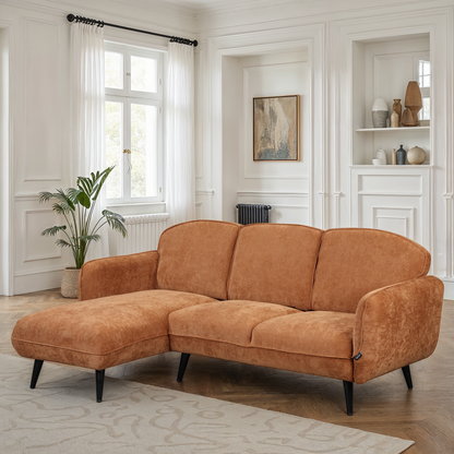 Canapé d'angle en tissu anti tache, 195x135xH84CM - CLARA