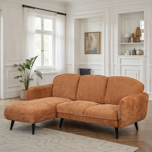 Canapé d'angle en tissu anti tache, 195x135xH84CM - CLARA