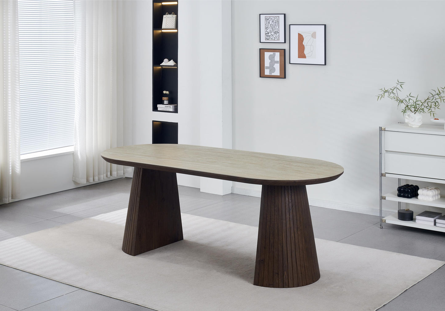 Table à manger en particules de bois plateau céramique, 200x90xH76CM - JAPANDI