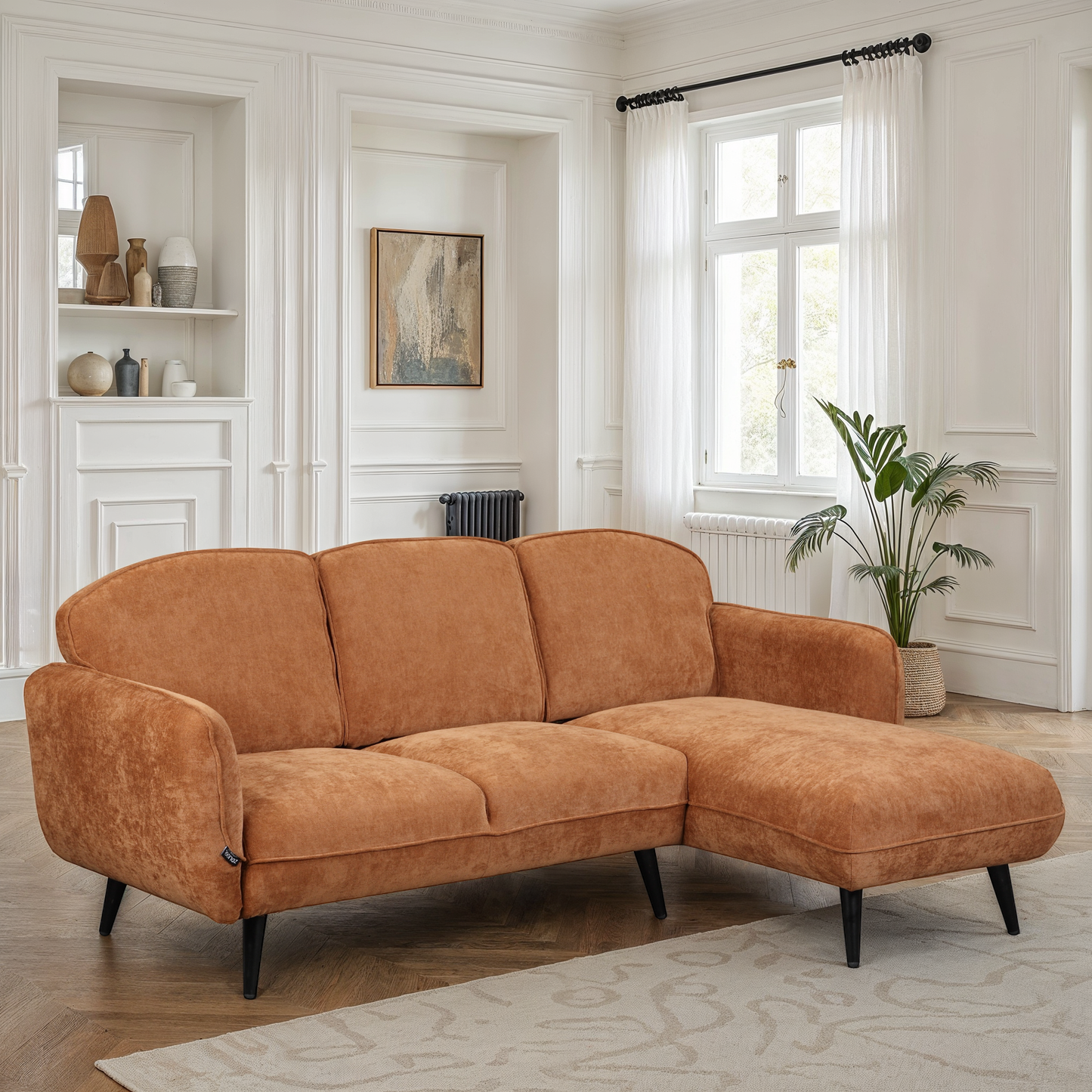 Canapé d'angle en tissu anti tache, 195x135xH84CM - CLARA