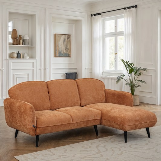 Canapé d'angle en tissu anti tache, 195x135xH84CM - CLARA