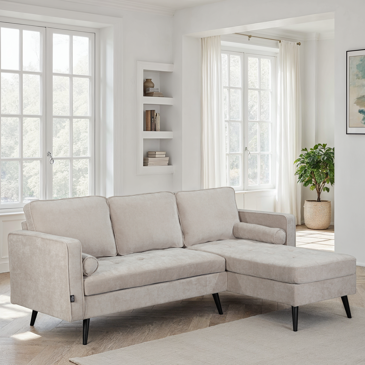 Canapé d'angle en tissu anti tache, 210x149xH91CM - SASHA